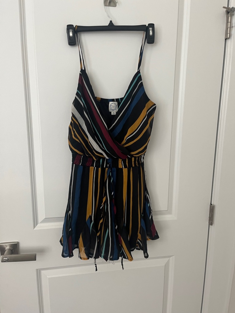 Striped Spaghetti Strap Romper - Multicolor
